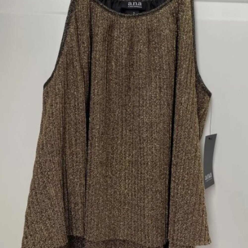 a.n.a. Womens Small Tank Gold Metallic